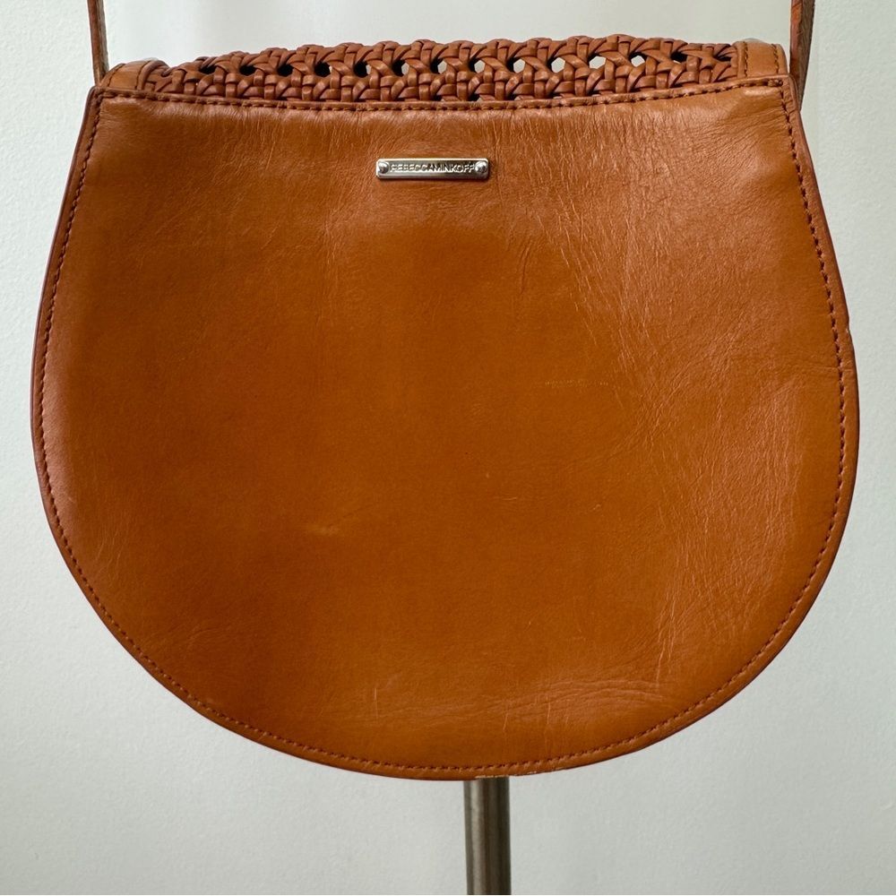 Rebecca Minkoff Skylar Woven Leather Crossbody Bag Tan - Picture 16 of 16